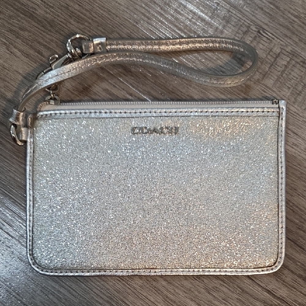 Coach Sparkling Silver Wristlet